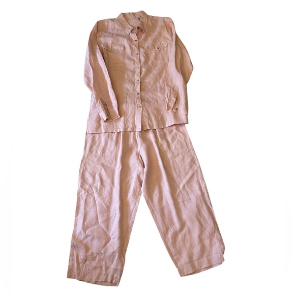 Chicos Vintage Linen Soft Pink Button Up Size 2 - Picture 4 of 4